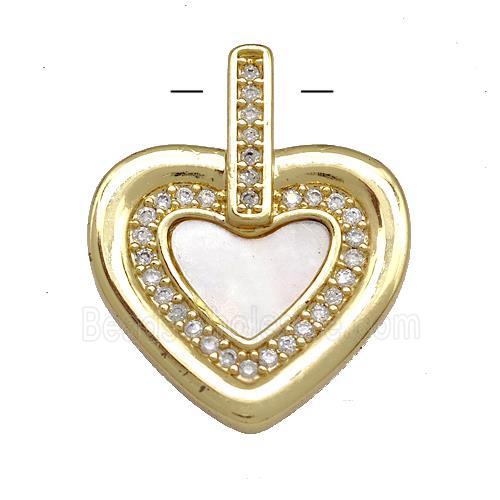 Copper Heart Pendant Pave Shell Zirconia 18K Gold Plated