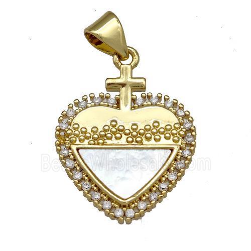 Copper Heart Pendant Pave Shell Zirconia 18K Gold Plated