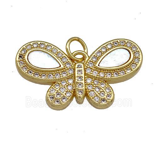 Copper Butterfly Pendant Pave Shell Zircon 18K Gold Plated