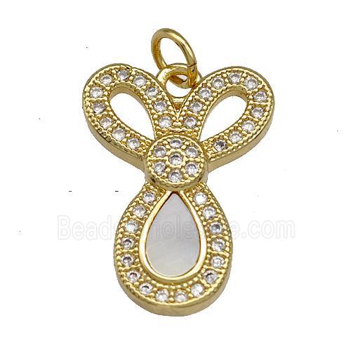 Copper Pendant Pave Shell Zircon Knot 18K Gold Plated