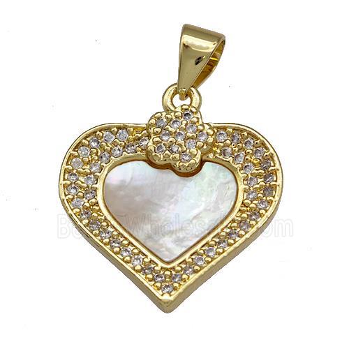 Copper Heart Pendant Pave Shell Zirconia 18K Gold Plated