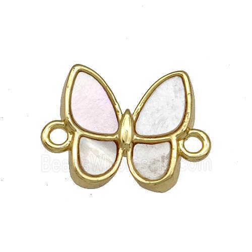 Copper Butterfly Connector Pave Shell 18K Gold Plated