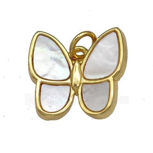 Copper Butterfly Pendant Pave Shell 18K Gold Plated