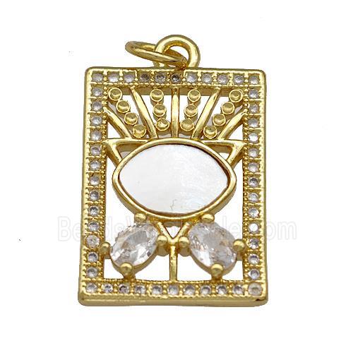 Copper Tarot Card Pendant Pave Shell Zirconia 18K Gold Plated