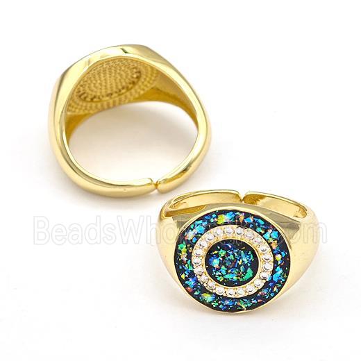 Copper Rings Pave Fire Opal Zirconia Circle 18K Gold Plated