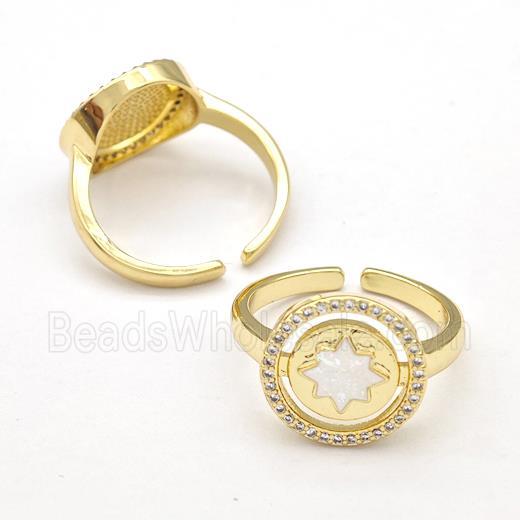 Copper Rings Pave Fire Opal Zirconia NorthStar 18K Gold Plated