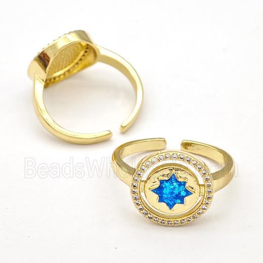 Copper Rings Pave Fire Opal Zirconia NorthStar 18K Gold Plated