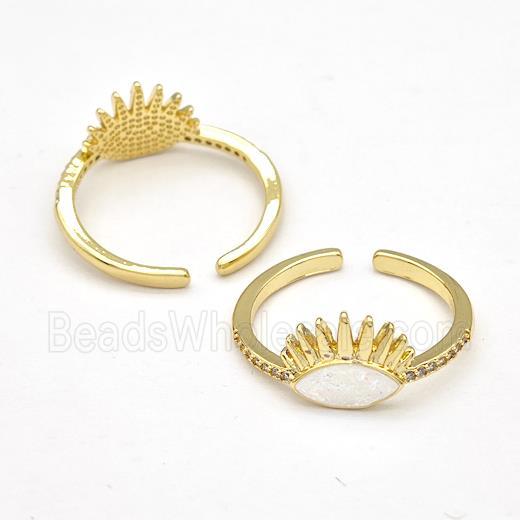 Copper Rings Pave Fire Opal Zirconia Eye 18K Gold Plated