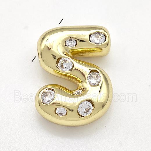 Copper Number-5 Pendant Micro Pave Zirconia Gold Plated