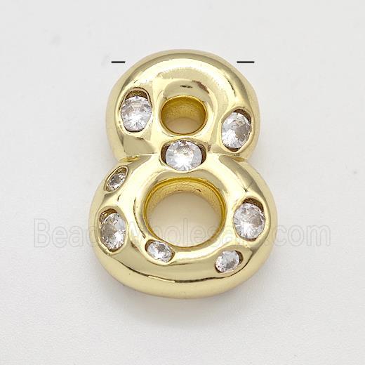 Copper Number-8 Pendant Micro Pave Zirconia Gold Plated