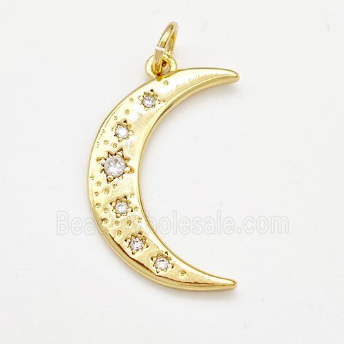 Copper Moon Charms Pendant Pave Zirconia Gold Plated