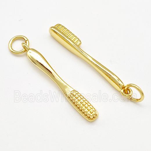 Toothbrush Charms Copper Pendant Gold Plated