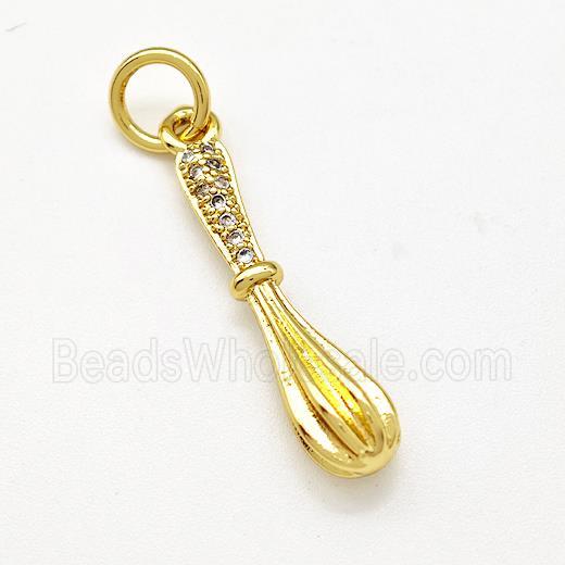 Spoon Charms Copper Pendant Pave Zircon Gold Plated