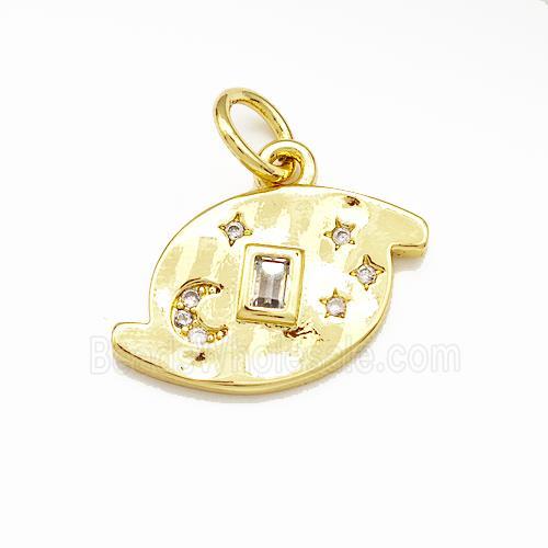 Copper Planet Moon Star Pendant Pave Zircon Gold Plated