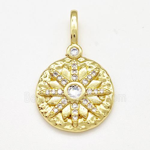 Copper Sun Pendant Micro Pave Zirconia Circle Gold Plated