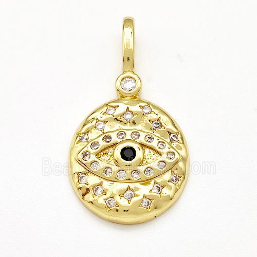 Copper Eveil Eye Pendant Micro Pave Zirconia Gold Plated
