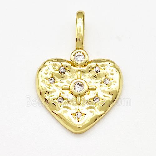Copper Heart Pendant Micro Pave Zirconia Gold Plated