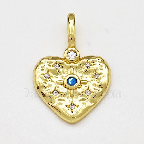 Copper Heart Pendant Micro Pave Zirconia Gold Plated