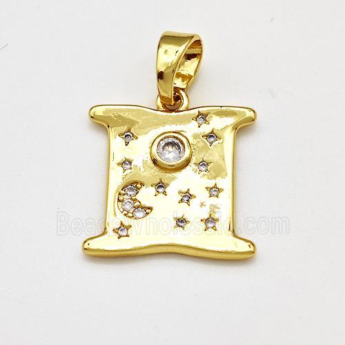 Copper Moon Sun Pendant Pave Zircon Gold Plated