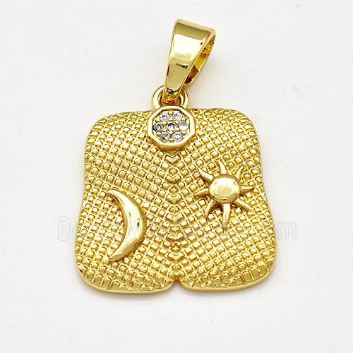 Copper Moon Sun Pendant Pave Zircon Gold Plated