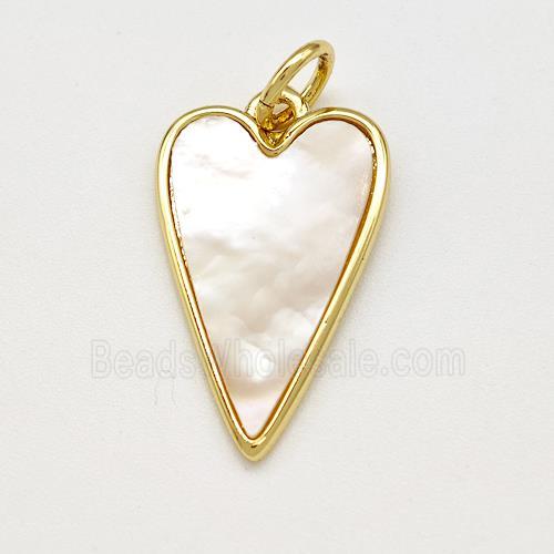 Copper Heart Pendant Pave Shell Gold Plated