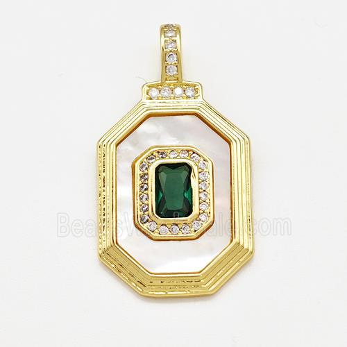 Copper Octagon Pave Shell Zirconia Gold Plated