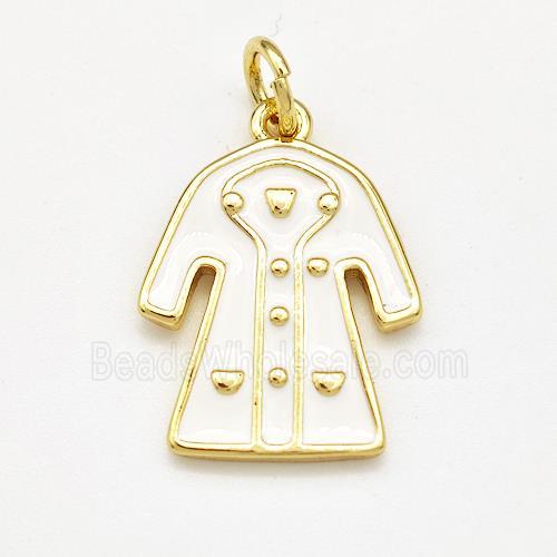 Dress Charms Copper Pendant White Enamel Gold Plated