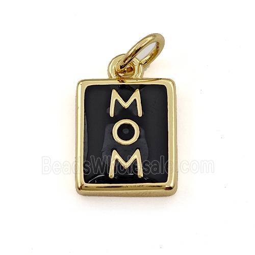 Copper Circle Pendant MOM Black Enamel Gold Plated