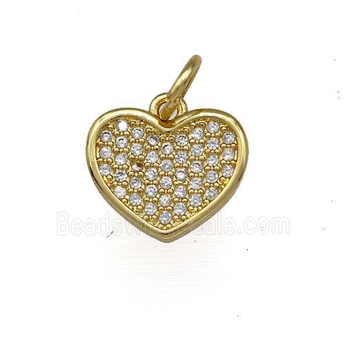 Copper Heart Pendant Micro Pave Zirconia Gold Plated