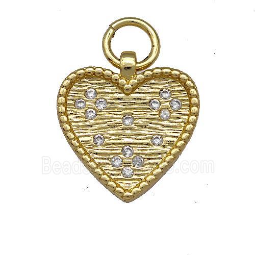 Copper Heart Pendant Micro Pave Zirconia Gold Plated