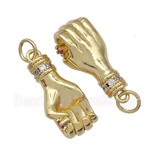Copper Hand Pendant Pave Zirconia Gold Plated