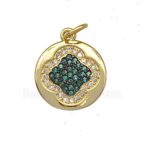 Copper Clover Charms Pendant Pave Zircon Circle Gold Plated