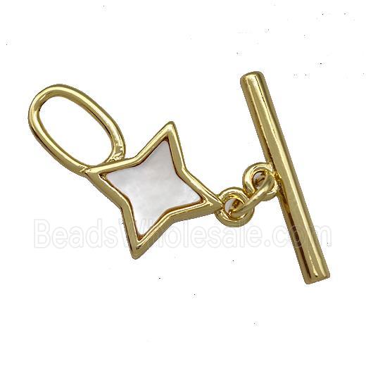 Copper Toggle Clasp Pave Shell Star Gold Plated