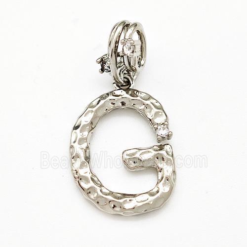 Copper Letter-G Pendant Pave Zircon Platinum Plated