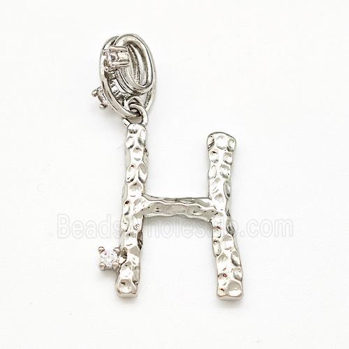 Copper Letter-H Pendant Pave Zircon Platinum Plated