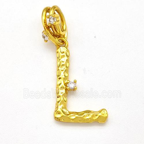 Copper Letter-L Pendant Pave Zircon Gold Plated