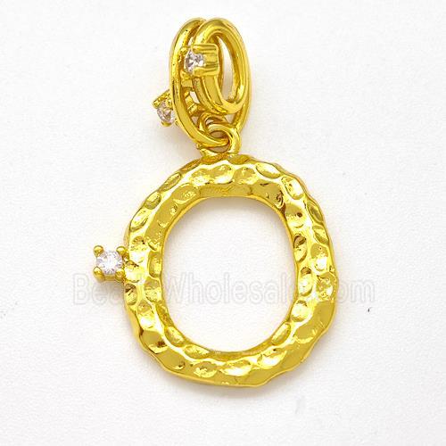 Copper Letter-O Pendant Pave Zircon Gold Plated