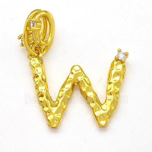 Copper Letter-W Pendant Pave Zircon Gold Plated