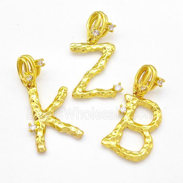 Copper Letter Pendant Pave Zircon Mixed Alphabet Gold Plated