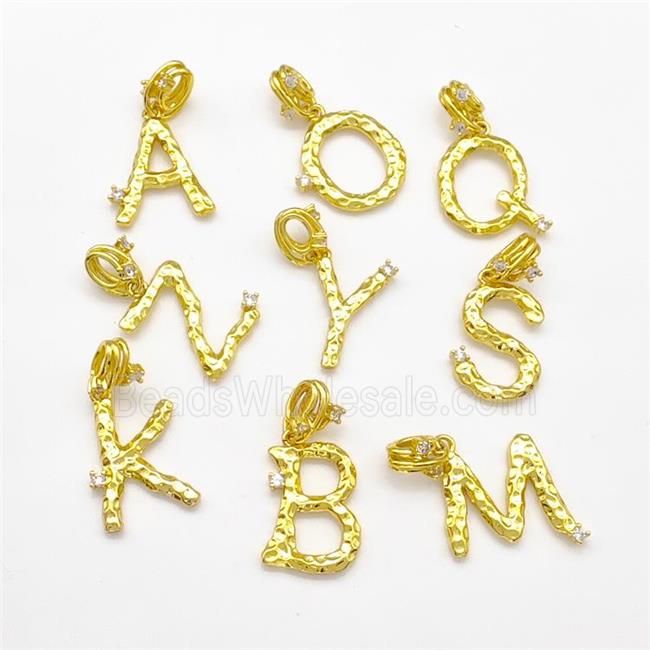 Copper Letter Pendant Pave Zircon Mixed Alphabet Gold Plated