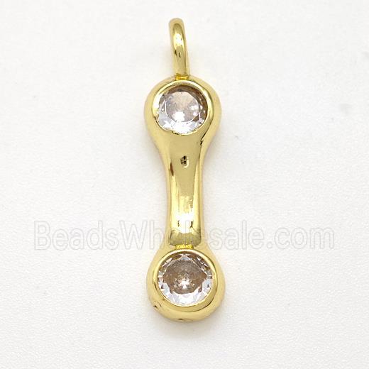 Copper Letter-I Pendant Pave Zircon Gold Plated