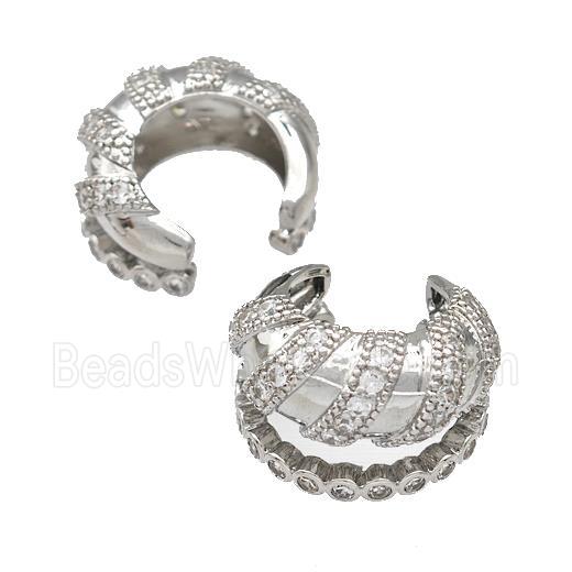 Copper Rings Pave Zircon Spiral Platinum Plated