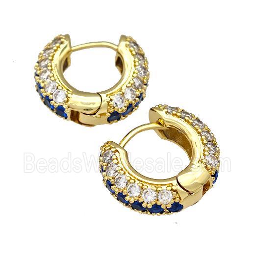 Copper Hoop Earring Micro Pave Zirconia Gold Plated