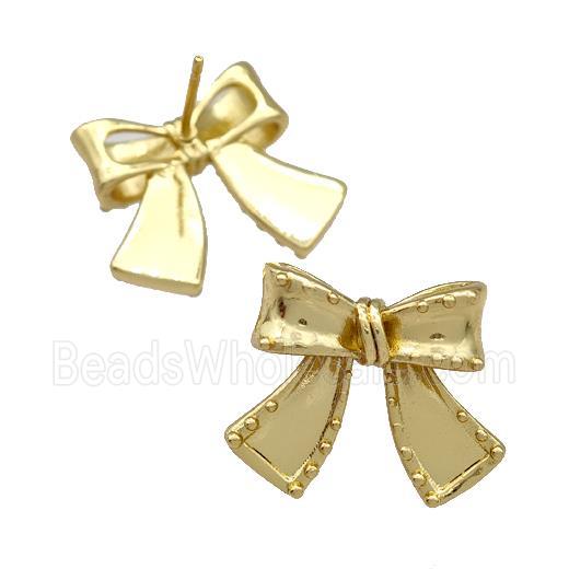 Copper Bow Stud Earrings Gold Plated