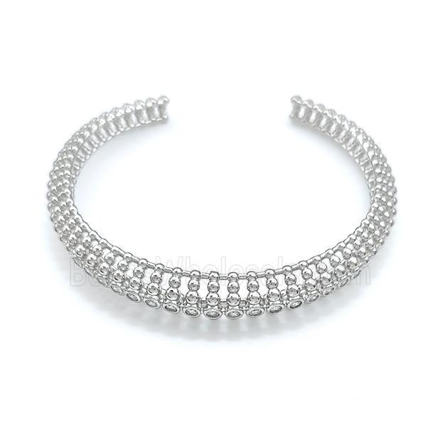 Copper Bangle Pave Zircon Platinum Plated