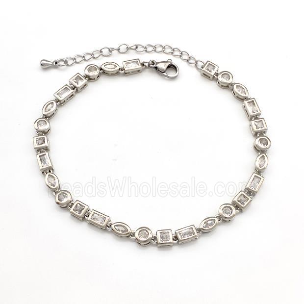 Copper Bracelets Pave Zircon Platinum Plated