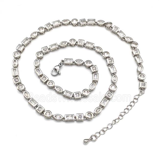 Copper Necklaces Pave Zircon Platinum Plated