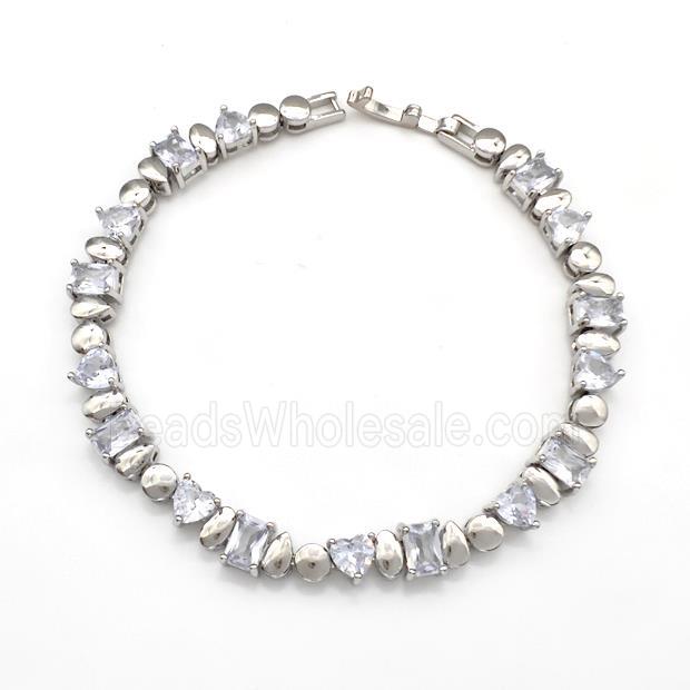 Copper Bracelets Pave Zircon Platinum Plated