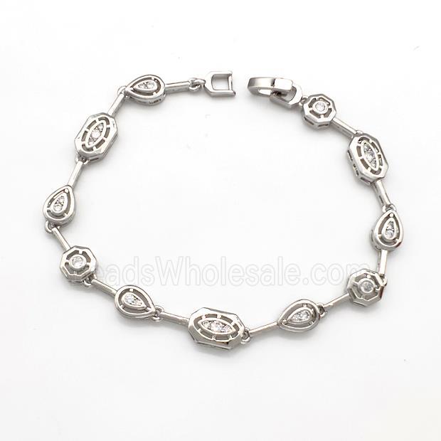 Copper Bracelets Pave Zircon Platinum Plated