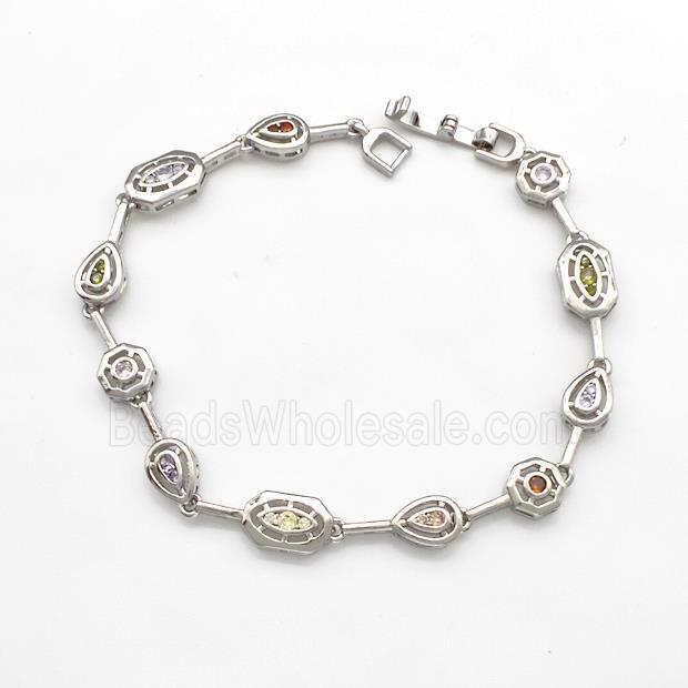 Copper Bracelets Pave Zircon Platinum Plated